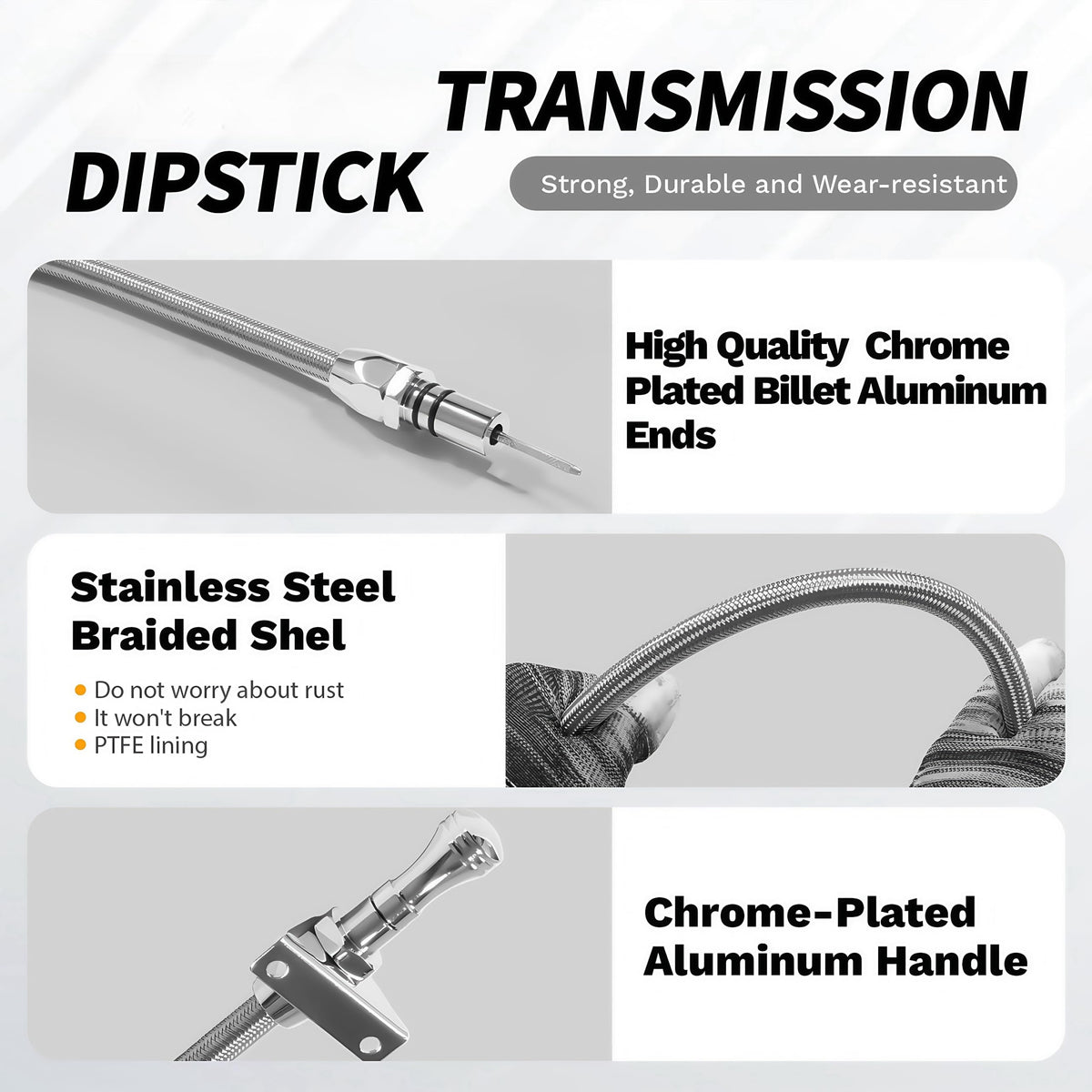 HAHAHA dipstick installed in engine bay illustrating better access and simplified maintenance
