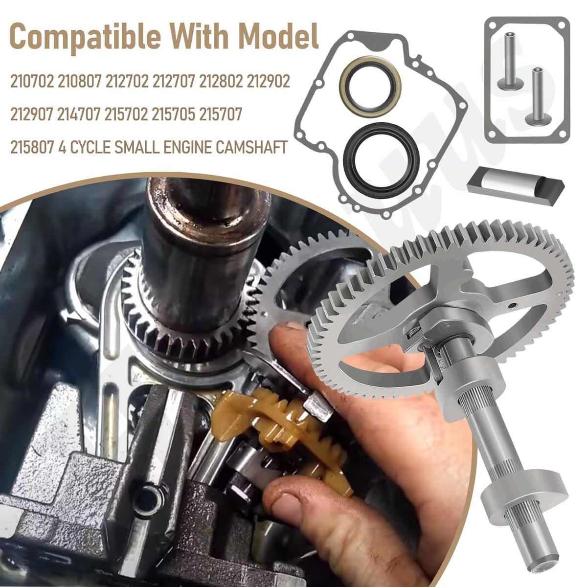Haiouus camshaft installed in small engine demonstrating proper fitment