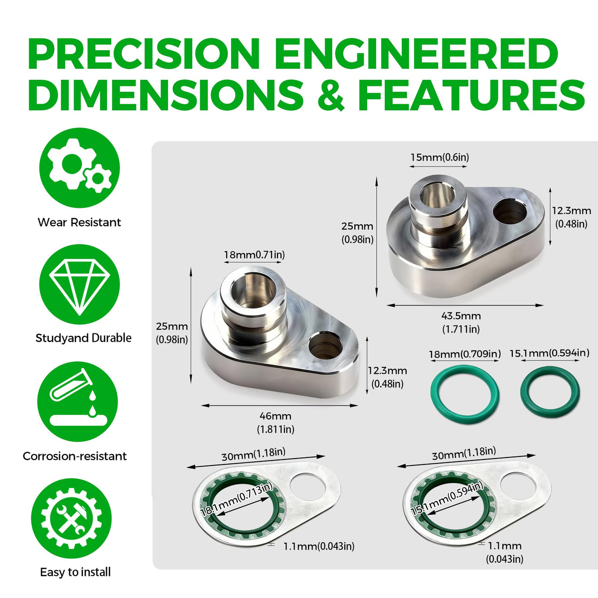 haizusai seal washers and O-rings laid out for a leak-resistant rear AC closure