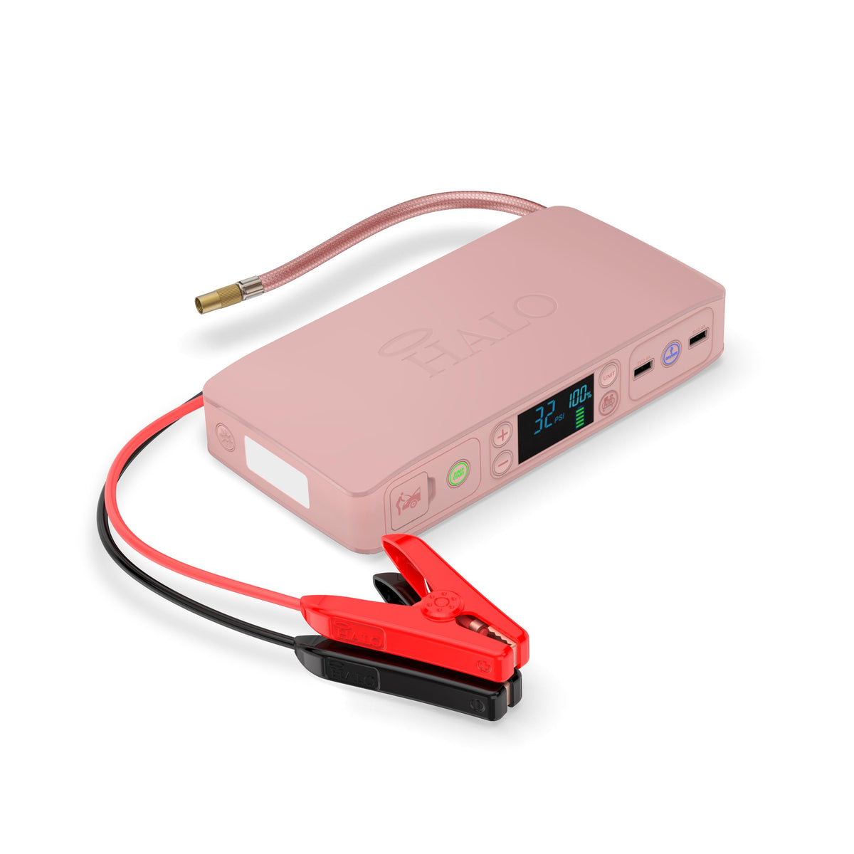 HALO Bolt Air+ front view in rose showing compact all-in-one rescue tool and portability