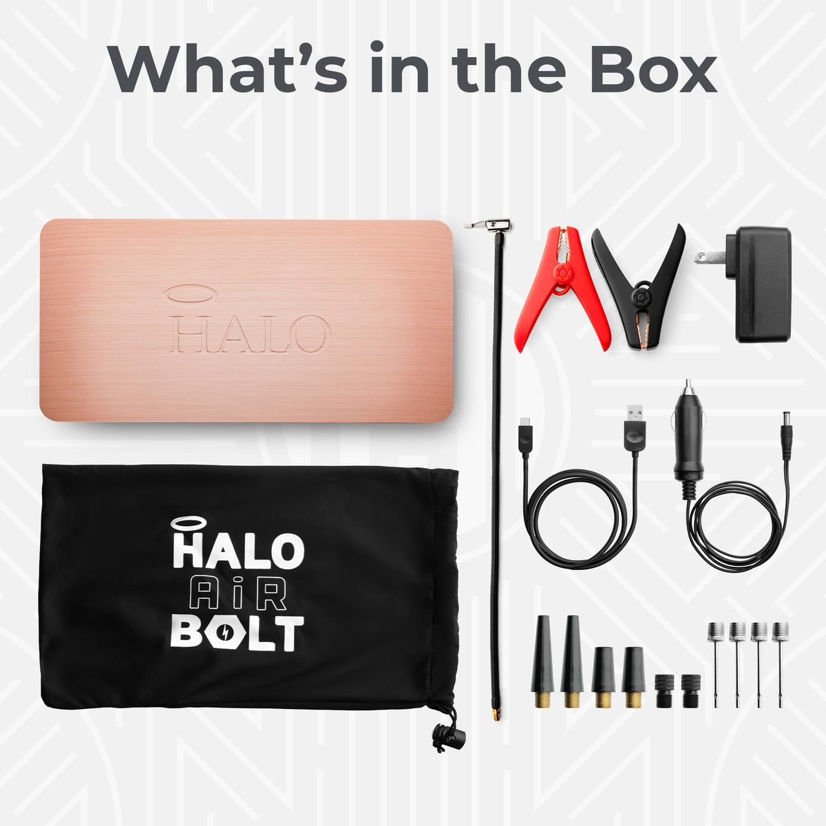 HALO Bolt Air in car trunk showing compact size and travel convenience