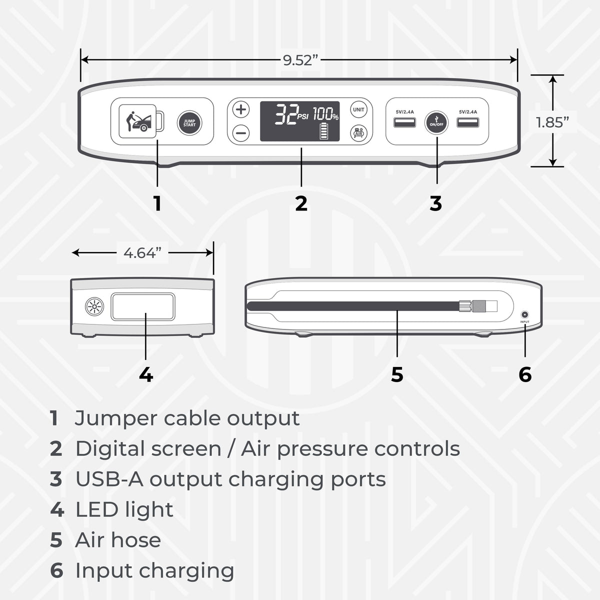 HALO Bolt Air powering a smartphone via USB to show emergency charging capability on the go