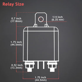 Hamolar relay size scale with ruler shows compact dimensions for tight spaces