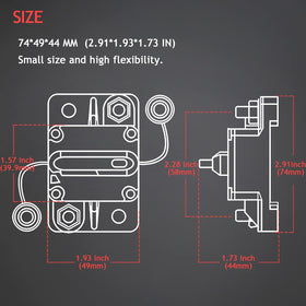 Hamolar size and scale next to ruler showing compact footprint for tight installations