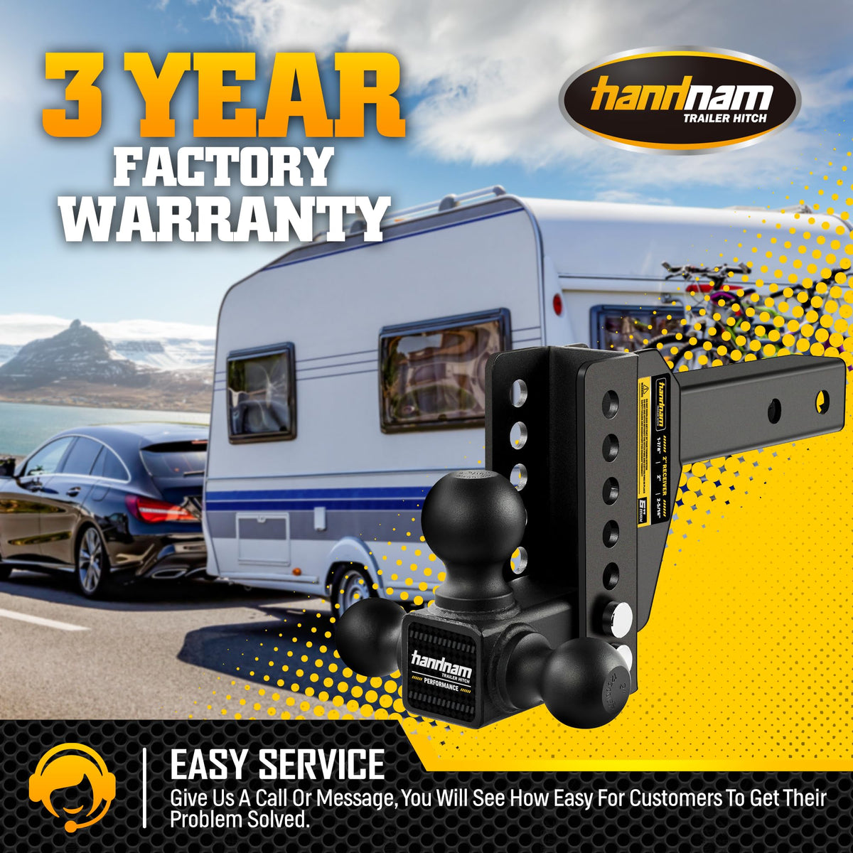 HANDNAM towing an RV in a lifestyle scene conveying heavy-load capability
