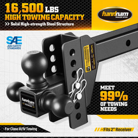 Handnam closeup of tri-ball showing three sizes for versatile towing benefit