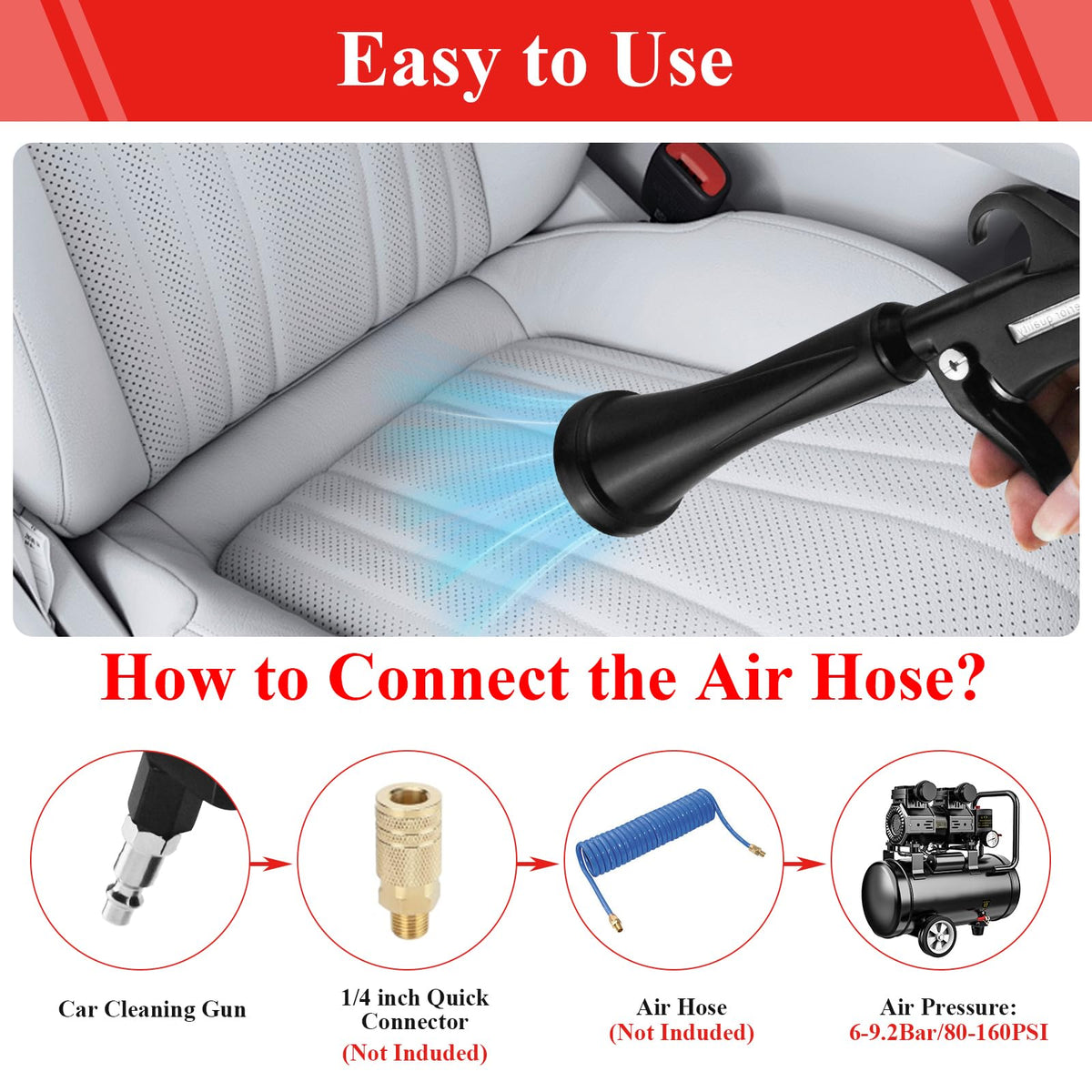HANDY Tornado blowing dust from dashboard vent demonstrating powerful airflow benefit removes trapped debris