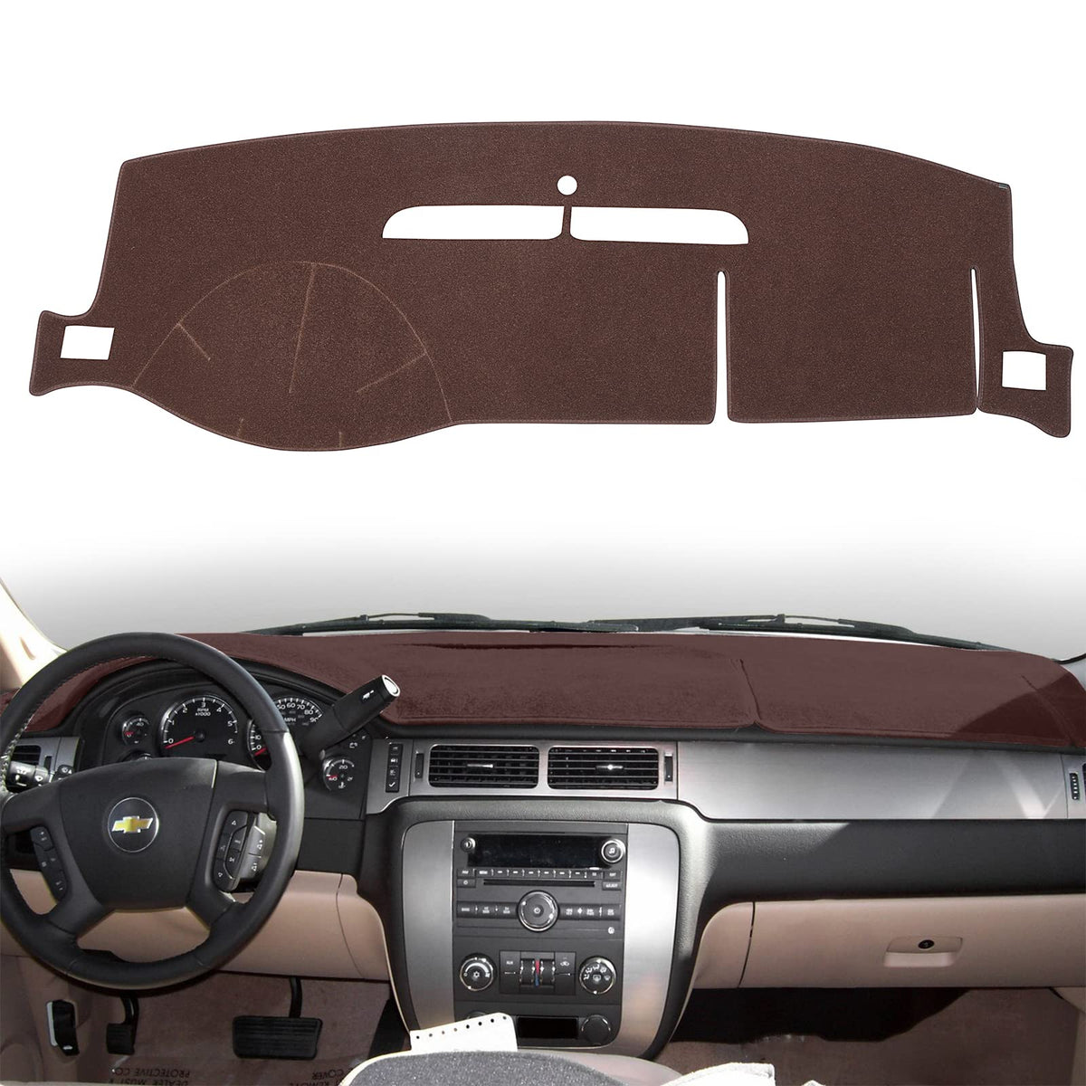 HanLanKa brown dash cover front view showing neat fit and protection