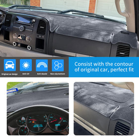 HanLanKa installed driver-side view showing fit around wheel and reducing windshield glare