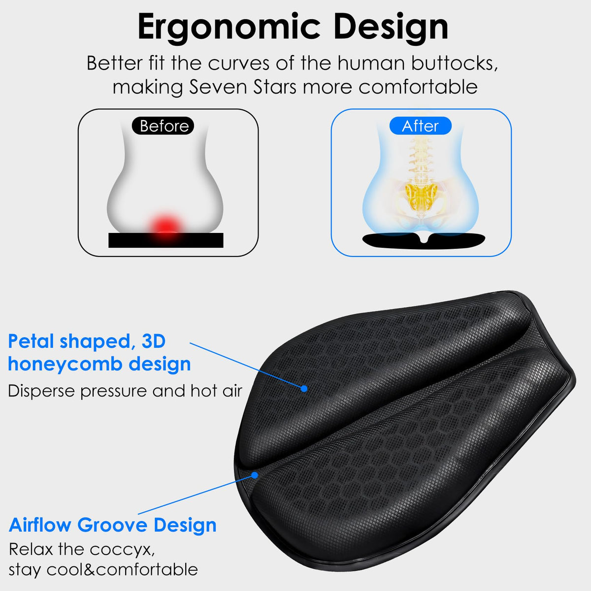 Hanmir installed on motorcycle seat while riding, adds shock absorption