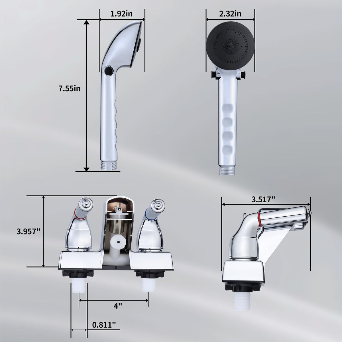 hansengroe handheld showerhead close-up showing spray face and durability