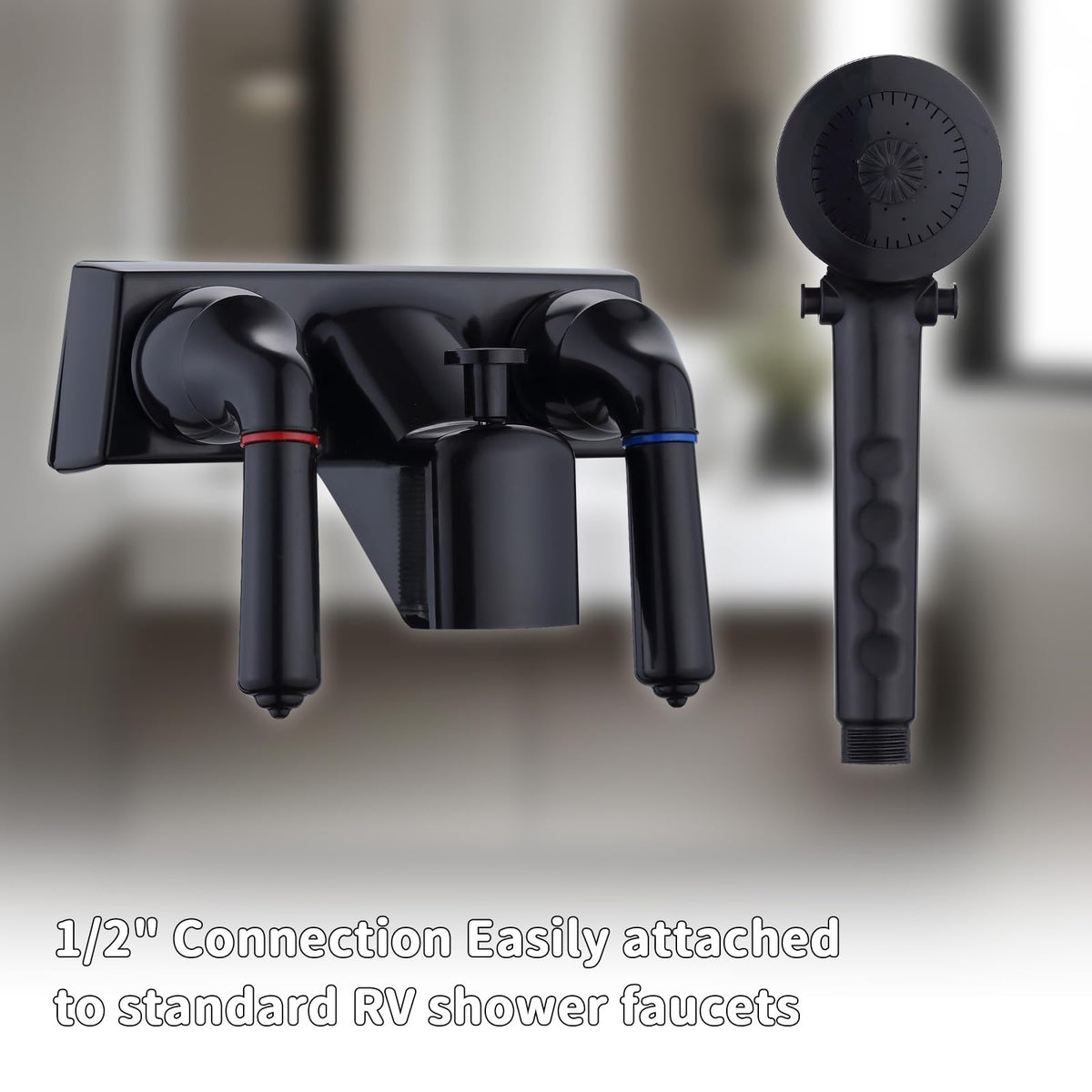 hansengroe mounted on RV exterior in camping scene, convenient outdoor rinsing