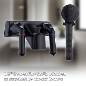 hansengroe mounted on RV exterior in camping scene, convenient outdoor rinsing
