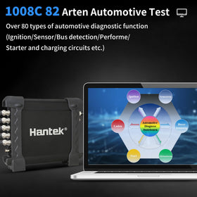 Close-up of Hantek 1008C channel inputs for multi-signal simultaneous capture benefit