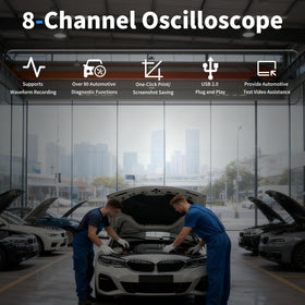 HT201 current probe detail on Hantek kit for precise low-current automotive measurements
