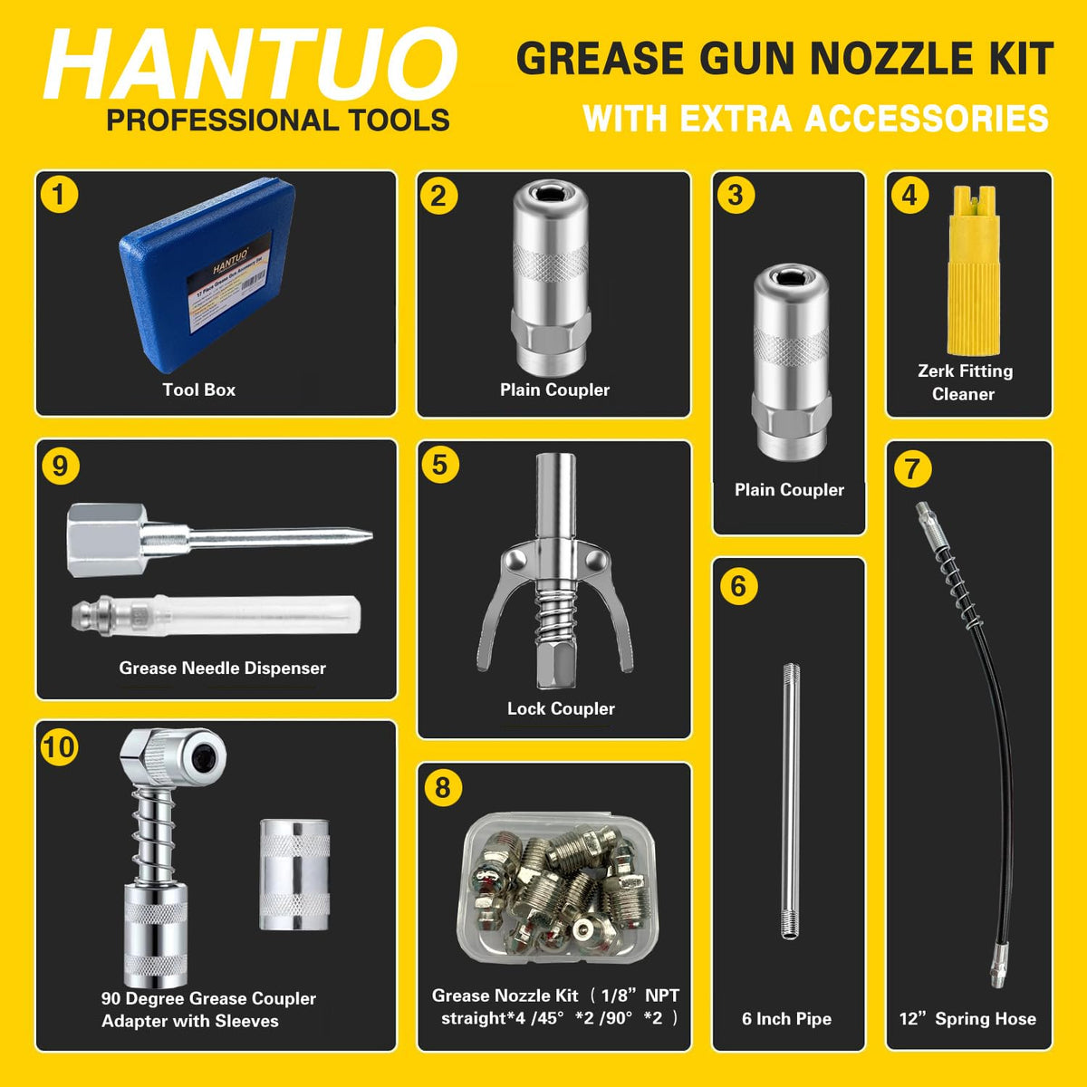 HANTUO needle adapter and injector detail enabling precision lubrication of small parts