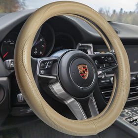 HAOKAY front product view showing beige leather and luxury look benefit