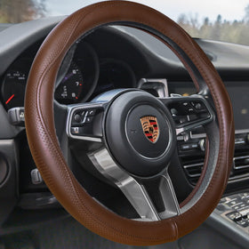 HAOKAY front view of brown leather cover shows premium finish and upgrade