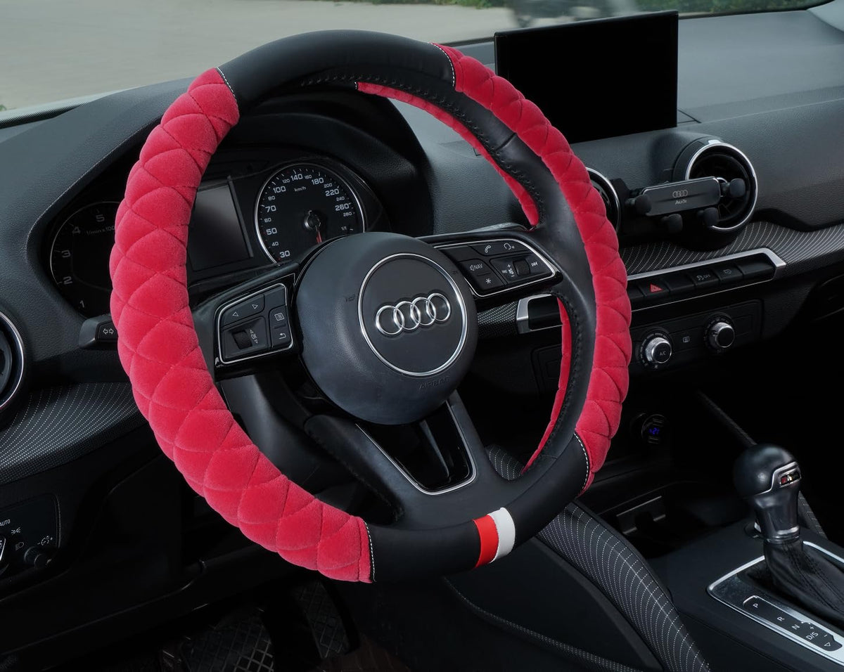 HAOKAY installed on car steering wheel demonstrating improved grip and style