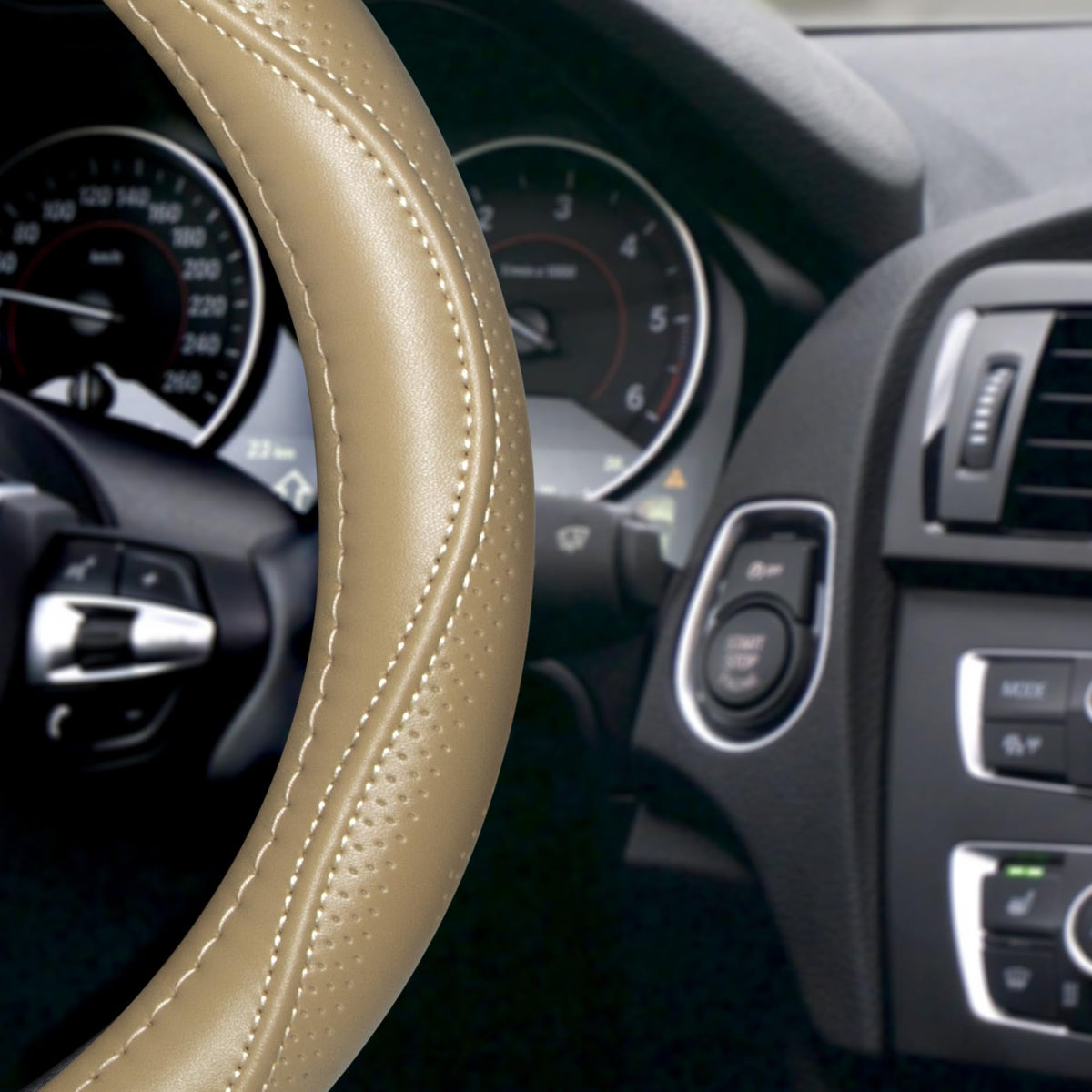 HAOKAY installed on steering wheel showing secure fit and improved grip
