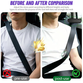 HAONINYUE clip installed on seatbelt keeping strap away from neck for comfort