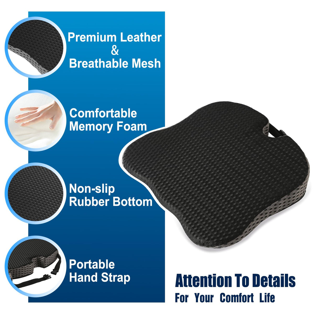 Hapiclody breathable 4D mesh cover detail for cooler, sweat-free sits