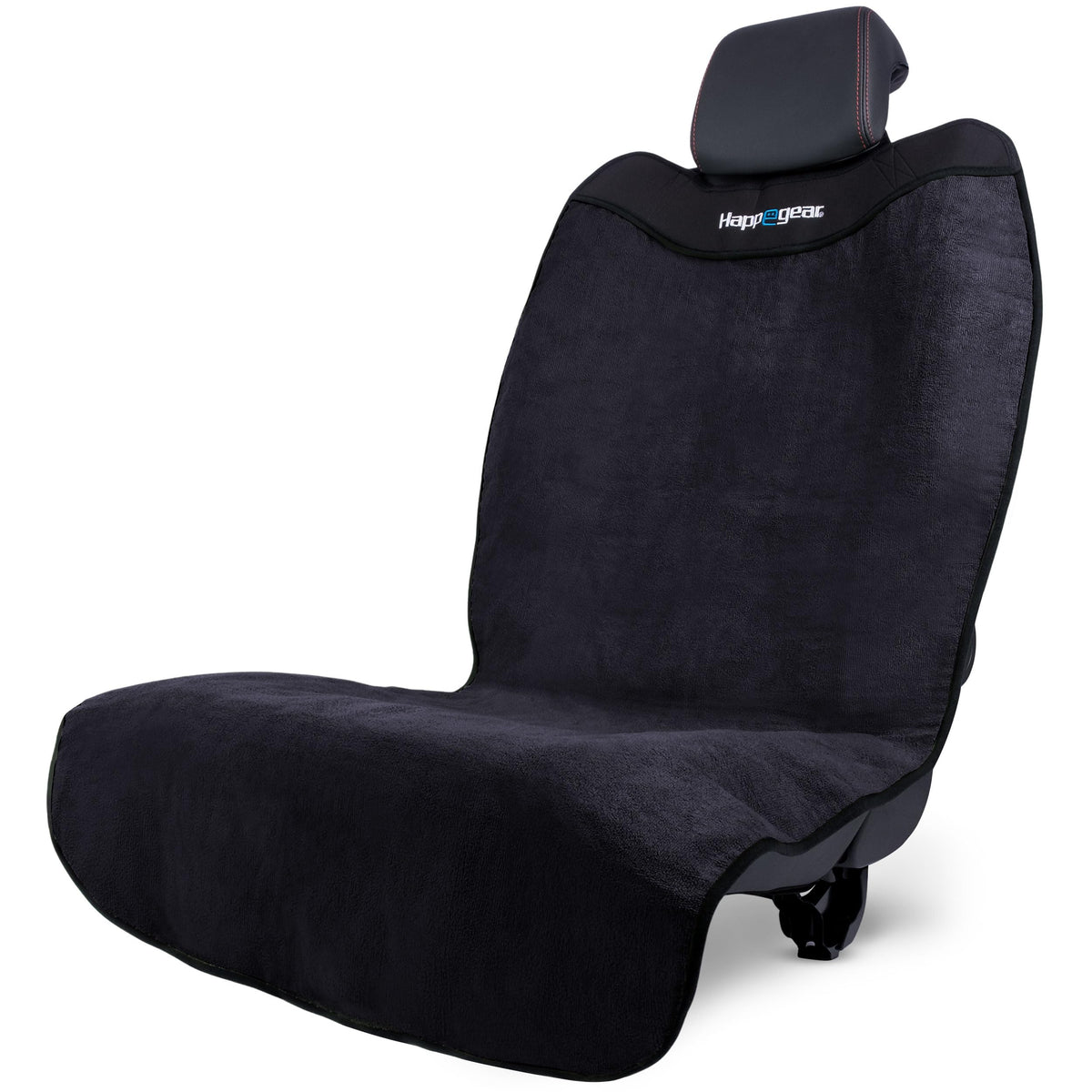 HAPPEGEAR front view of black Happeseat showing full coverage and protection