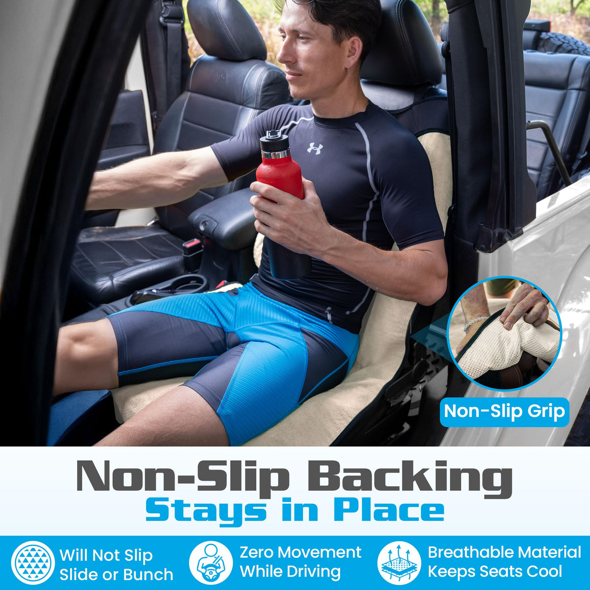 HAPPEGEAR Happeseat installed in car demonstrating universal fit and coverage