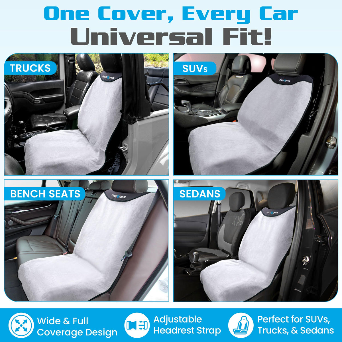 HAPPEGEAR seat cover in use with dog showing easy cleanup benefit