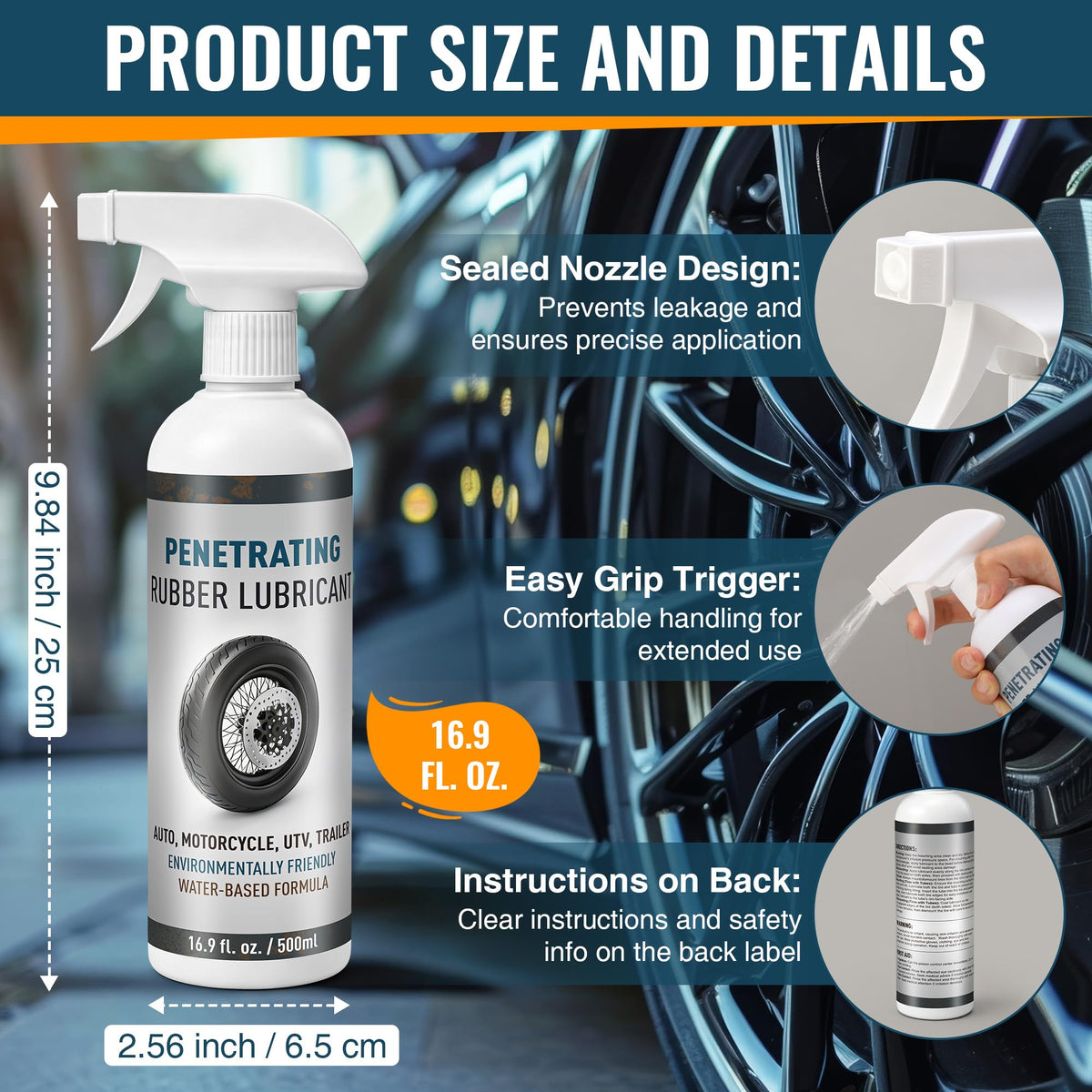 HappyAlley applying spray to tire bead illustrating reduced friction for easier mounting