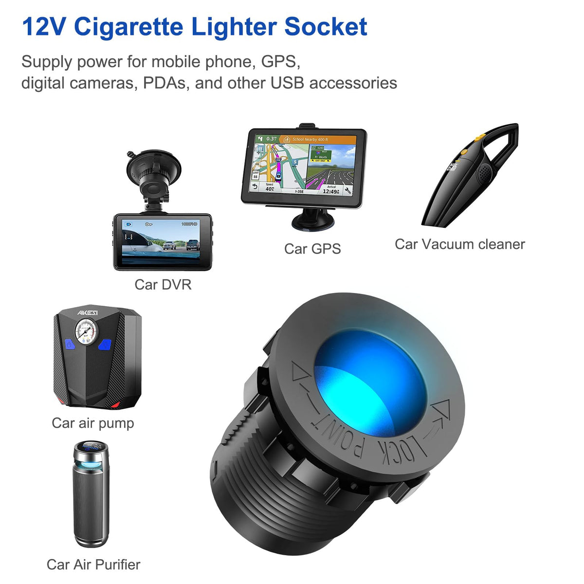 Hapytrip 150W socket blue light lit for easy night access and secure power