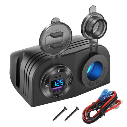 Hapytrip front panel overview showing tidy tent-style mount and ports, improves dash organization