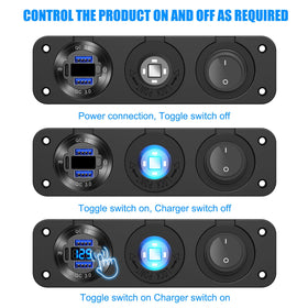 Hapytrip installed in boat dashboard demonstrating neat integrated power station