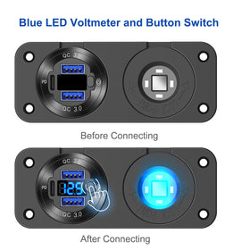 Hapytrip lighted cigarette socket at night with blue illumination for easy location