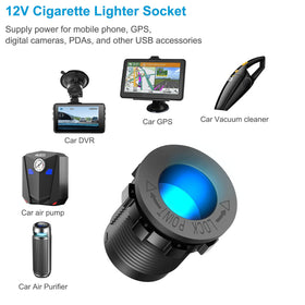 Hapytrip illuminated cigarette socket at night with blue locator light for easy use