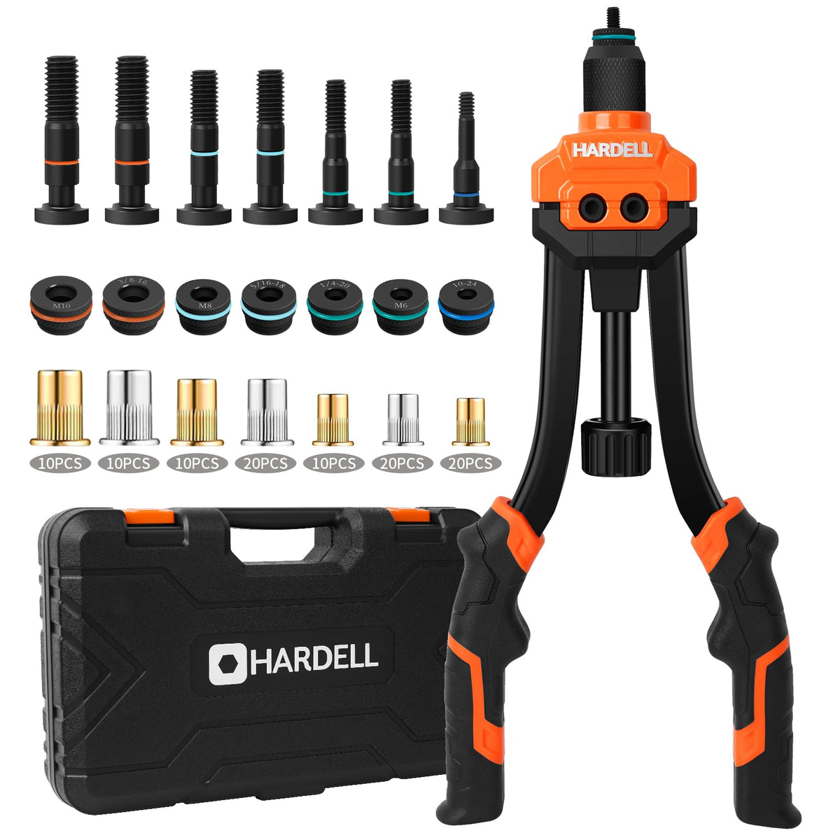 HARDELL front view of 14-inch rivet nut tool showing robust build and immediate readiness
