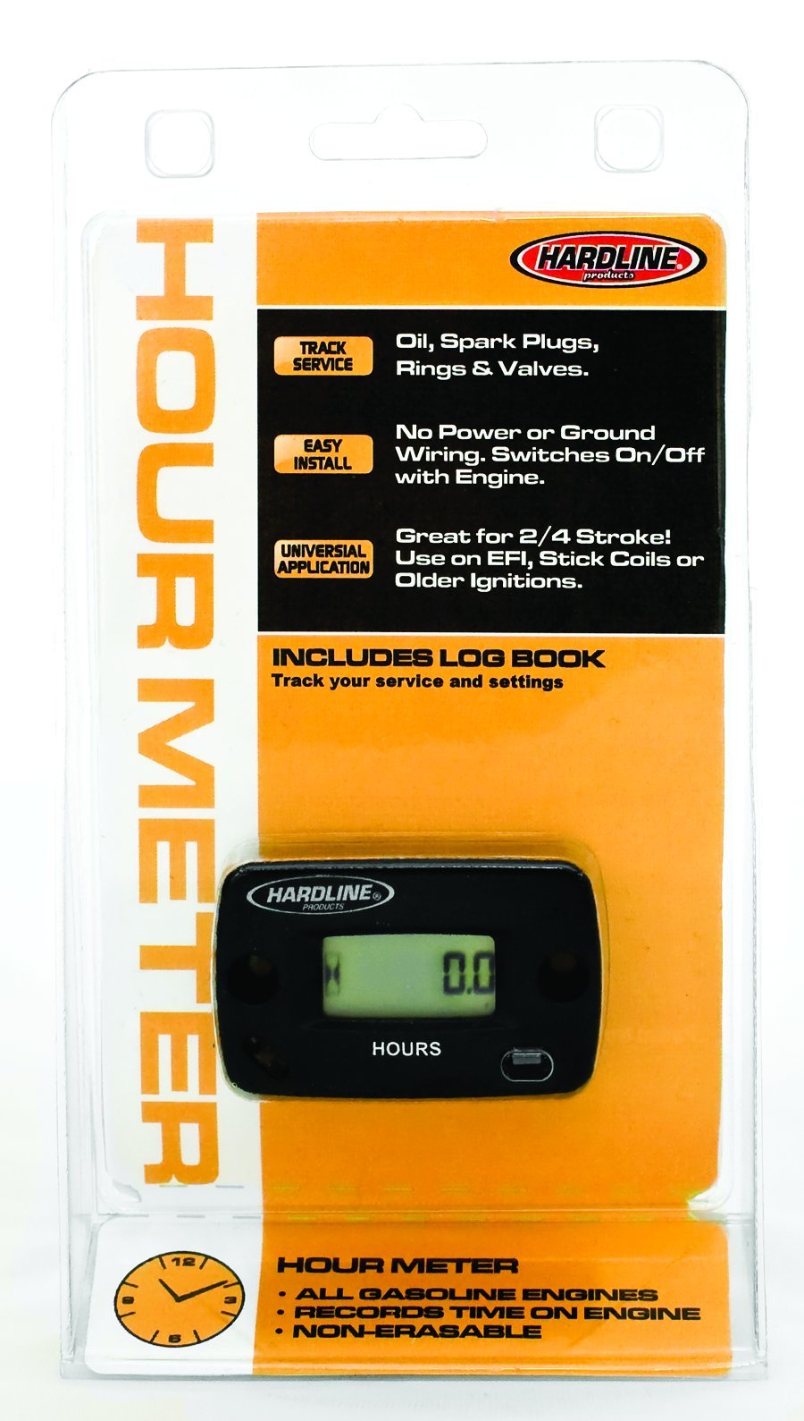 Hardline Products HR-8063-2 front face showing clear hour display and mounting bezel, durable gauge