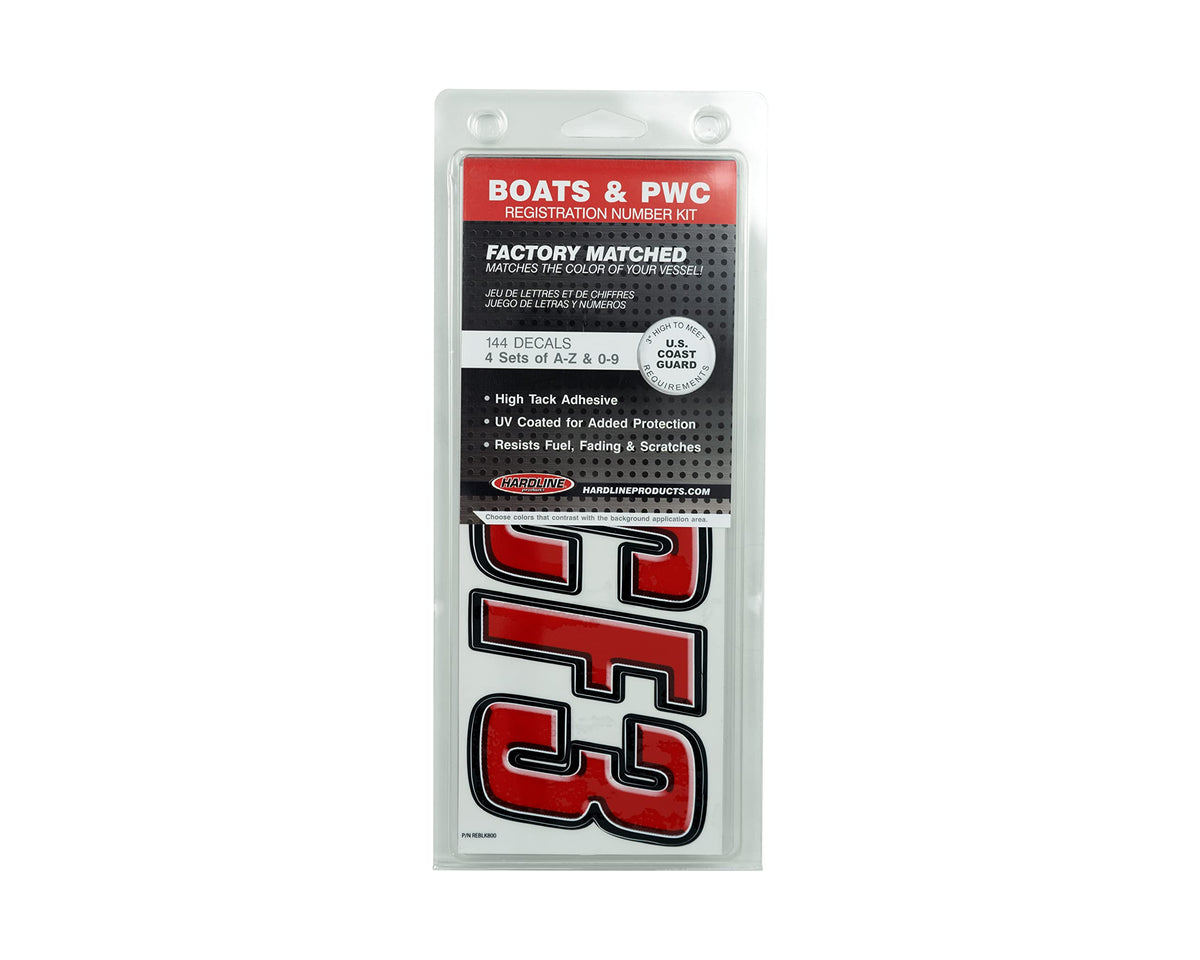 Hardline Products applied registration on boat hull, high-contrast legibility benefit