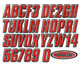 Hardline Products front packaging showing full 146-decal kit and contents, durable kit benefit