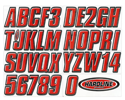 Hardline Products front packaging showing full 146-decal kit and contents, durable kit benefit