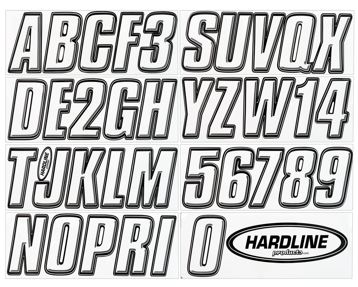 Hardline Products front packaging showing full decal kit and clear contents, durable set benefit