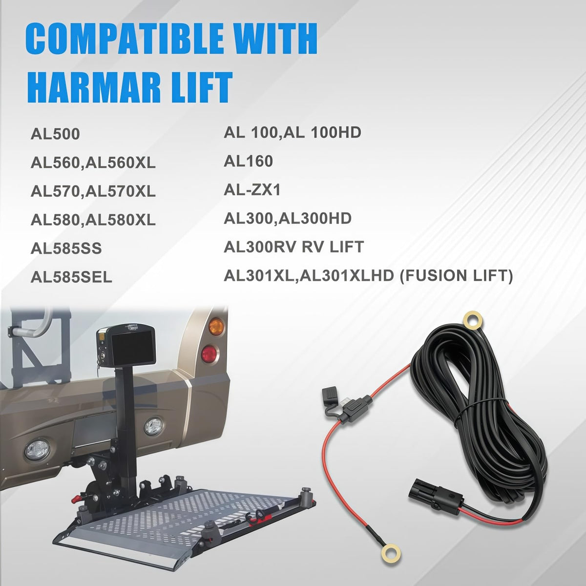 Harmar wheelchair lift installed with harness in lifestyle scene improving mobility setup