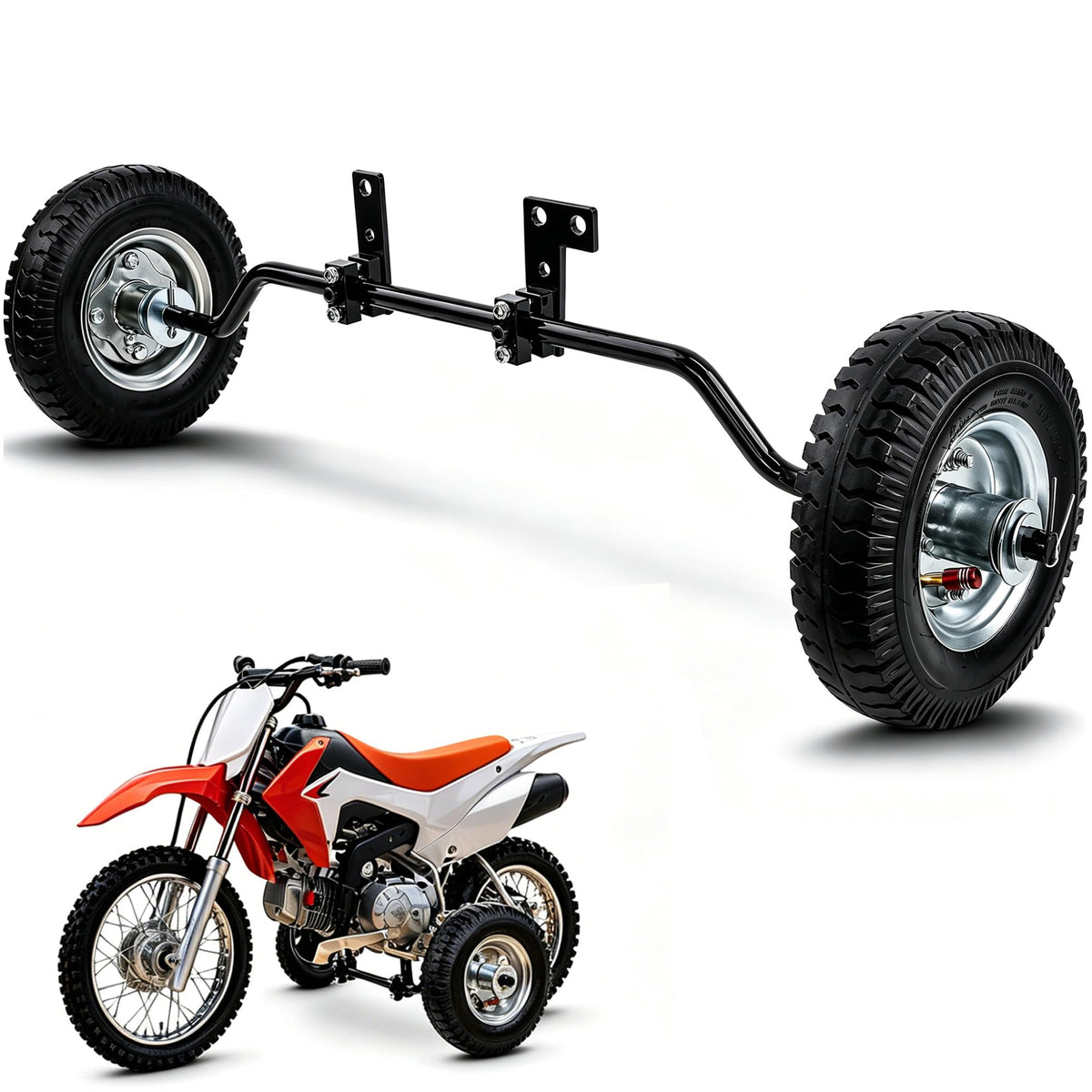 Harsire front packaging view showing complete training wheel kit and warranty