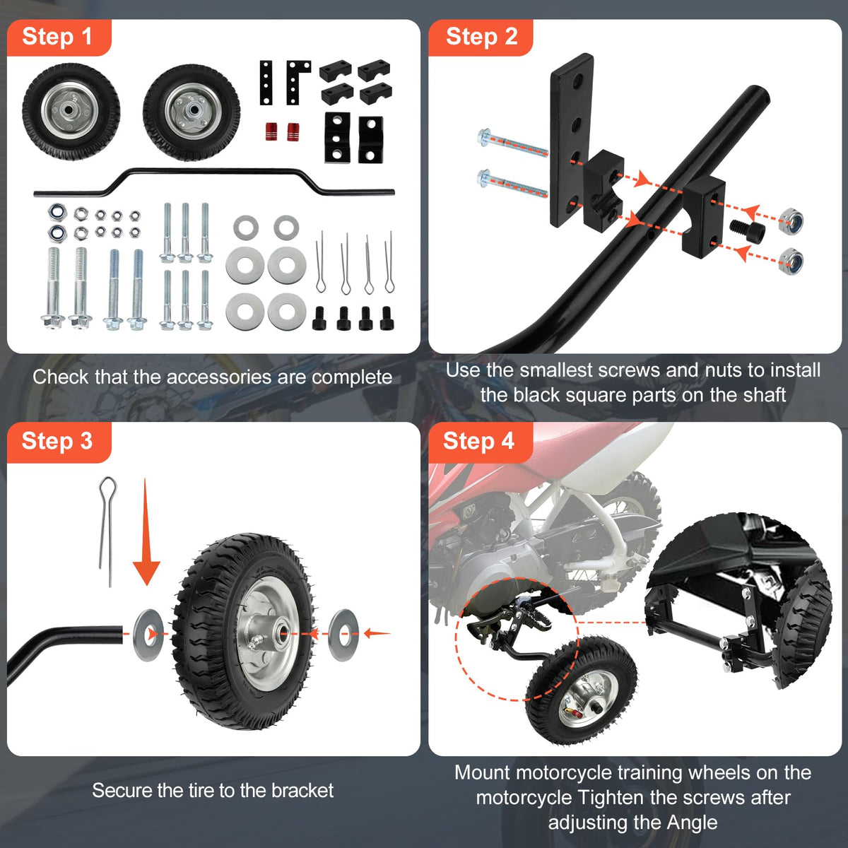 Harsire training wheels installed on a PW50 demonstrating added stability