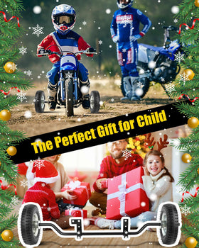 Harsire lifestyle image of child riding with stabilization wheels for confidence
