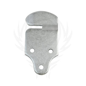 Harvards Chrome bracket next to ruler for scale illustrating correct 5-1/8 inch length and hole spacing