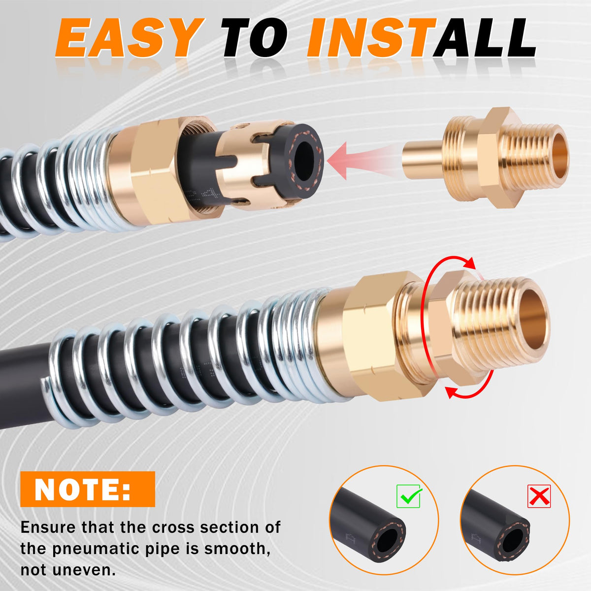 HASAOMOI fitting beside ruler showing exact 3/8-inch sizing for selection confidence