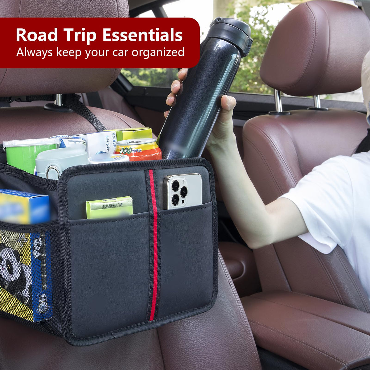 hasentan open zippered pocket showing contents for organized-storage benefit