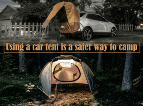 HASIKA tent next to person demonstrating compact scale and portability