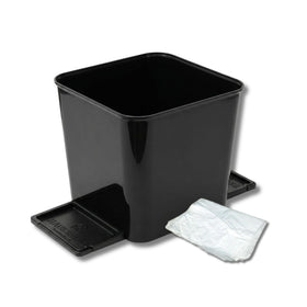 HAUSSIMPLE front view of compact trash can showing sleek profile and space-saving benefit